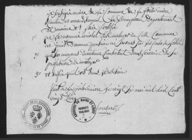 DILÉ Michel - Certificat d'indigence