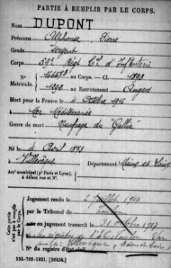 DUPONT Alphonse Pierre - Memoire des hommes - fiche
