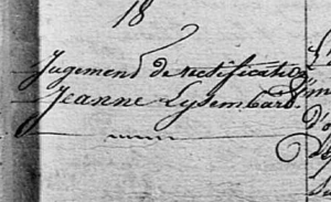 LYSEMBARD Jeanne - Jugement de rectification - 1843-06-22