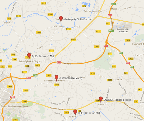 QUENION - Carte des déplacements