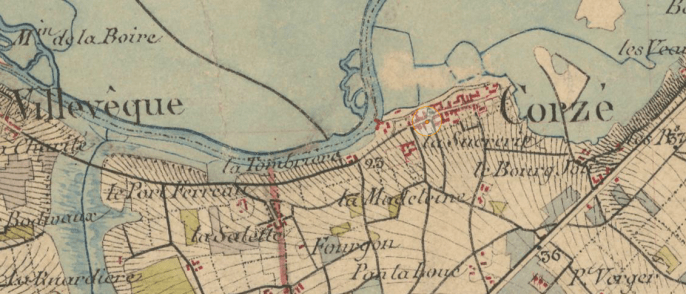 Corzé-la tombrière - Carte de l'Etat-Major