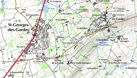 Saint-Georges-des-Gardes- Carte IGN