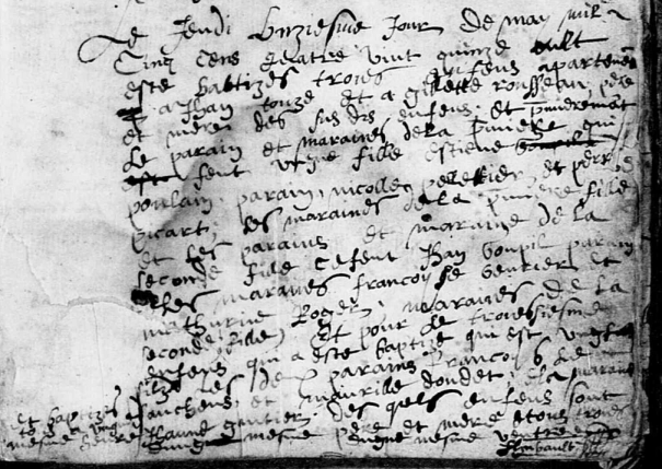 Baptêmes de triplés à Feneu - 1595