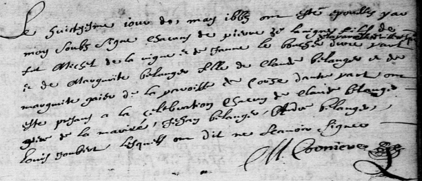 DELAVIGNE Pierre et BELLANGER Marguerite - M - 8 mai 1663 - Corzé