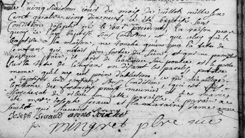 Baptême sous condition - Exemple - La Tessoualle -