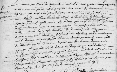 Ondoiement et baptême-1684-Andard