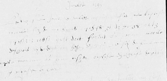 Pontigné - baptême codé - vue 72 - juillet 1595