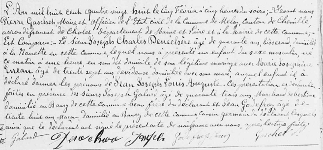 DENECHERE Jean Joseph Louis Auguste - N - 5 février 1888 - Melay