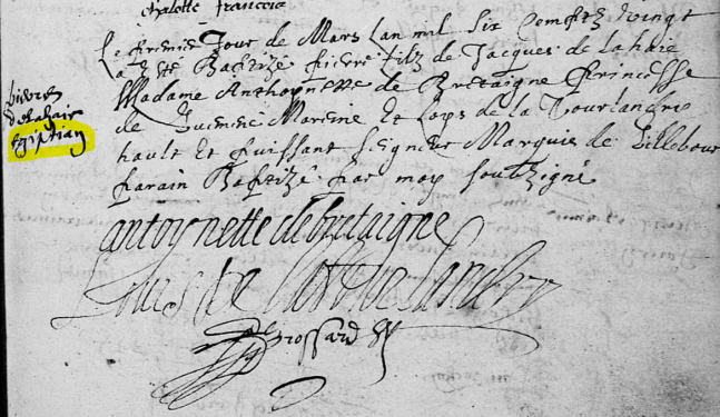 Baptême de Jacques DELAHAIE, Egyptien, 1620, Seiches -(AD49)