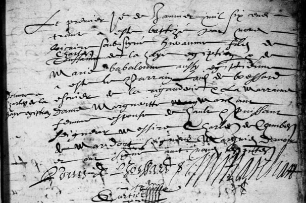 Baptême de Jérôme DELAHAYE, égyptien, Longué, 1630 - (AD49)