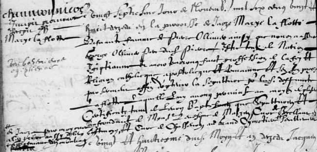 Sépulture de Marie LAFLOTTE, Bohémienne égyptienne, 1628, Jarzé -(AD49)