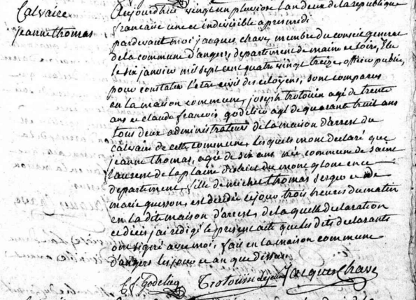 THOMAS Jeanne - 21 Pluviose an II - Prison du Calvaire