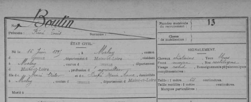 BOUTIN René Louis - Fiche matricule
