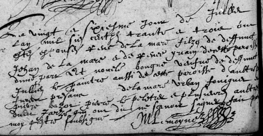 DELAMARRE René et BOUGNE Noelle - M - 26 juillet 1633 - Jarzé