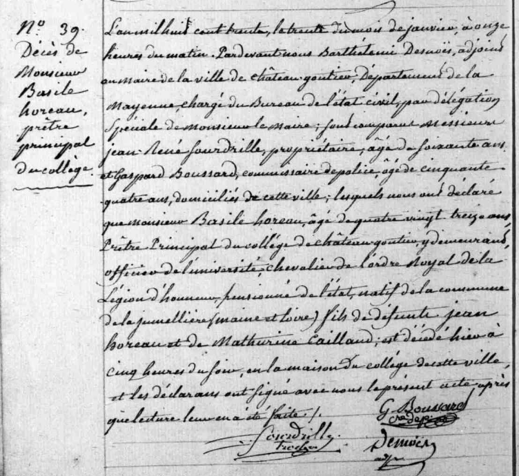HOREAU Basile - Acte de décès